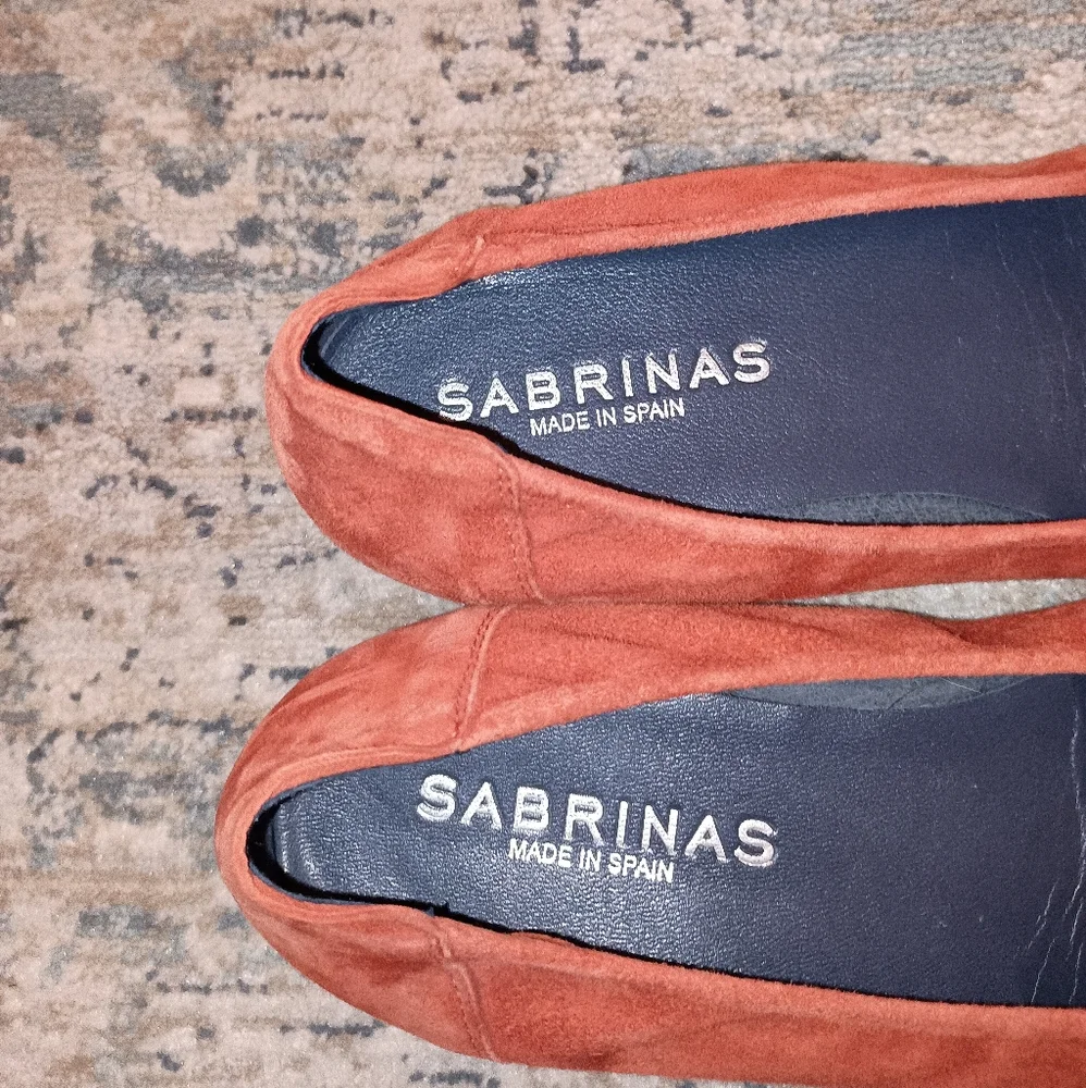 Sabrinas  Orange Navy Leather ballet Flats Size 39